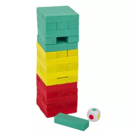   Joc de societate Turnul Instabil (Tumblin Tower), 45 piese de lemn colorate si zar