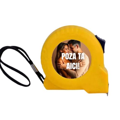 Ruleta personalizata cu poza ta, lungime 3 metri, portocalie