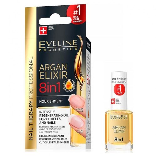 Ulei pentru unghii si cuticule Eveline Cosmetics Argan Elixir 8 in 1