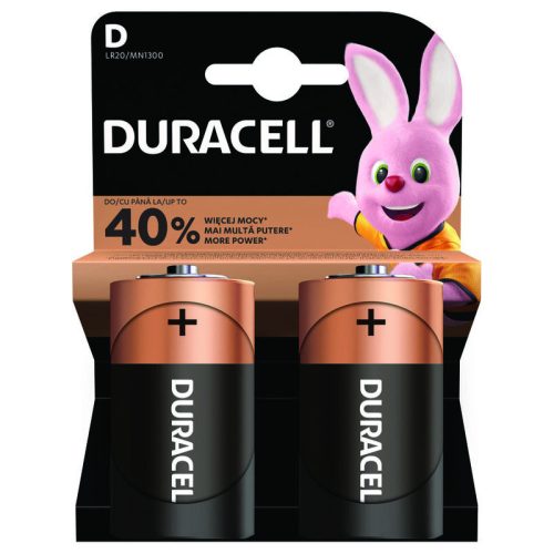 Set 2 baterii alcaline 1.5V Duracell Basic D