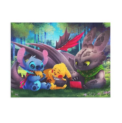 Puzzle 80 piese, 20 x 15 cm, personaje Lilo and Stitch, model 1