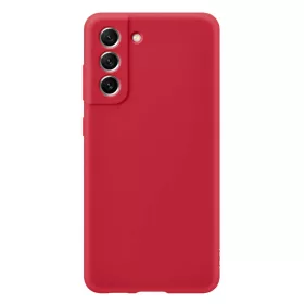   Husa Samsung Galaxy S21 FE, Luxury Silicone, catifea in interior, protectie camere, rosie