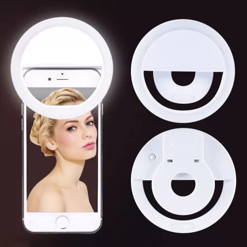 Lampa LED Selfie Ring Light, 3 moduri lumina, 3W, acumulator incorporat