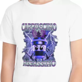   Tricou personalizat alb, copii/adulti, design Cappuccino Assassino 2, modal, diverse marimi