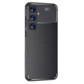   Husa Carbon Fiber pentru Samsung Galaxy S24 Plus, aspect carbon, neagra