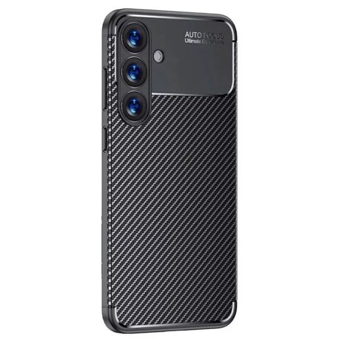 Husa Carbon Fiber pentru Samsung Galaxy S24 Plus, aspect carbon, neagra