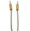 Cablu audio AUX / jack 3.5 mm, 2 metri, material textil impletit, capete metalice, auriu