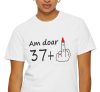 Tricou personalizat alb, unisex, varsta ta +, modal, diverse marimi