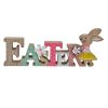 Decoratiune de Paste din Lemn "EASTER", fetita iepure cu flori, 20 x 2 x 7.5 cm