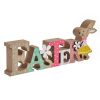 Decoratiune de Paste din Lemn "EASTER", fetita iepure cu flori, 20 x 2 x 7.5 cm