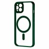 Husa Apple iPhone 15, Magsafe Colorful, spate transparent acryl, margini TPU verzi