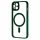Husa Apple iPhone 15, Magsafe Colorful, spate transparent acryl, margini TPU verzi