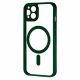 Husa Apple iPhone 15, Magsafe Colorful, spate transparent acryl, margini TPU verzi