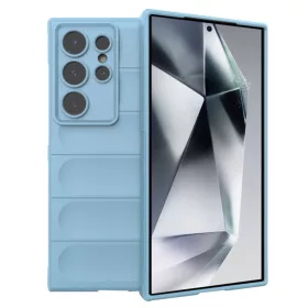   Husa Samsung Galaxy S24 Ultra, Wave Silicone, protectie camera, catifea in interior, sky blue