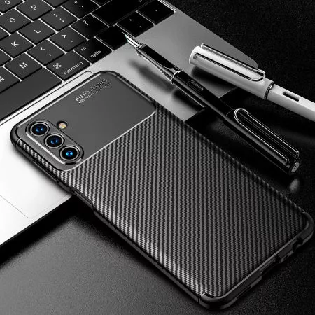 Husa Carbon Fiber pentru Samsung Galaxy A24, aspect carbon, neagra