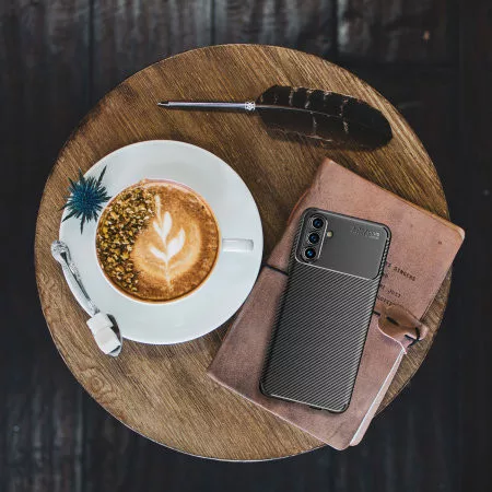 Husa Carbon Fiber pentru Samsung Galaxy A24, aspect carbon, neagra