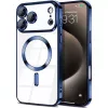 Husa Apple iPhone 17 Pro, Magsafe Electroplating TPU, protectie camera, margini albastre
