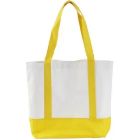 Geanta shopping, alb cu galben