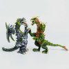 Figurina dragon cu doua capete Dragon Flying, verde/gri