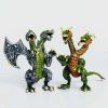 Figurina dragon cu doua capete Dragon Flying, verde/gri