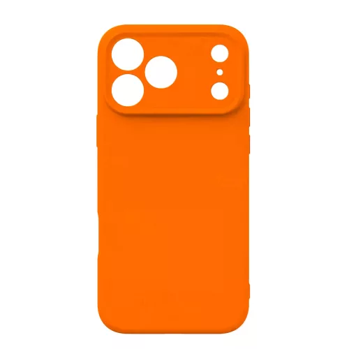 Husa Apple iPhone 17 Pro Max, Luxury Silicone, protectie camera, catifea in interior, portocalie