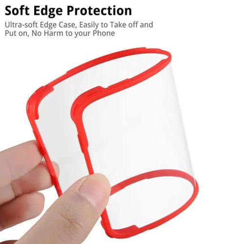 Husa Samsung Galaxy A21s, Luxury 360° (fata + spate), protectie camere, rosu cu spate transparent