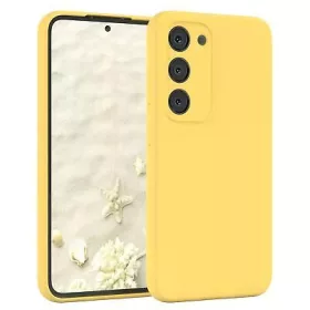   Husa Samsung Galaxy S20 Luxury Silicone, catifea in interior, protectie camera, galbena