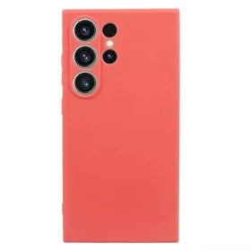   Husa Samsung Galaxy S24 Ultra, Luxury Silicone, catifea in interior, protectie camere, rosu piersica
