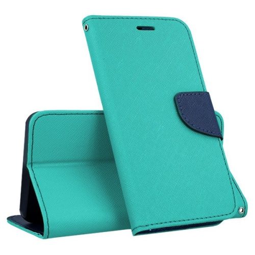Husa tip carte Fancy Case pentru Samsung A9 2018, inchidere magnetica, verde mint cu albastru