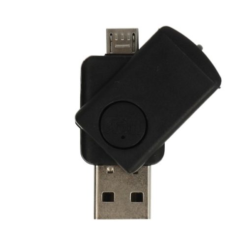 Mini card reader MicroSD CR08, conector micro USB, negru