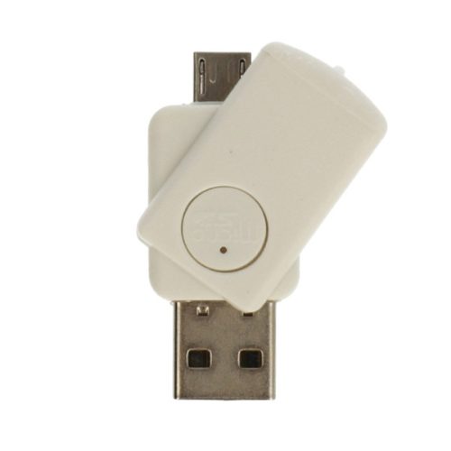 Mini card reader MicroSD CR08, conector micro USB, alb