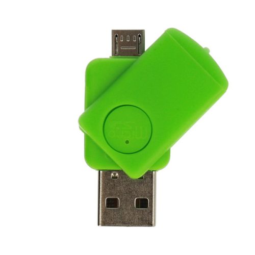 Mini card reader MicroSD CR08, cu conector micro USB, verde