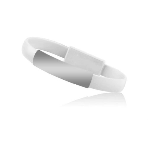 Cablu de date tip bratara pentru iPhone/iPad (conector Lightning), 22 cm, alb