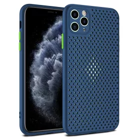   Husa Breath Case pentru Samsung Galaxy A41, silicon moale cu perforatii, albastru navy