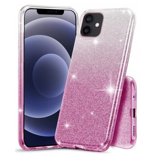 Husa Luxury Glitter Gradient pentru iPhone 12 / 12 Pro, argintiu/roz