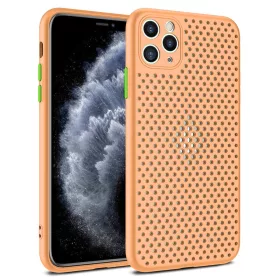   Husa Breath Case pentru Apple iPhone 12 Mini (5.4), silicon moale cu perforatii, rose gold