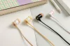 Casti audio cu microfon CONY CS-180, design funny, galbene