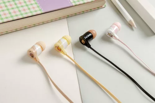 Casti audio cu microfon CONY CS-180, design funny, galbene