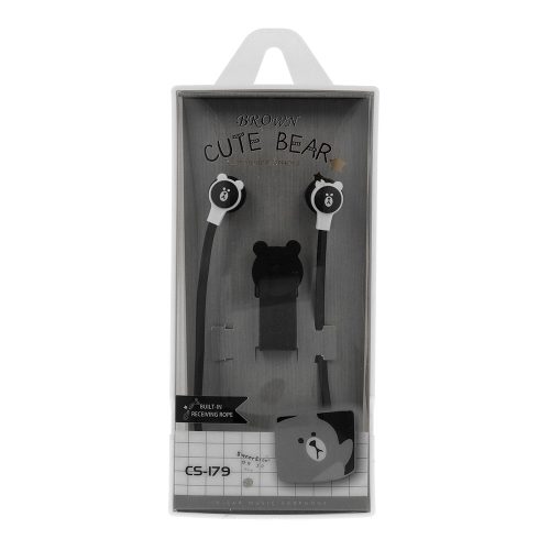 Casti audio cu microfon CONY Cute Bear CS-179, design ursulet, negre