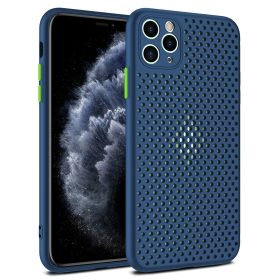   Husa Breath Case pentru Apple iPhone 7/8/SE (2020), silicon moale cu perforatii, albastru navy