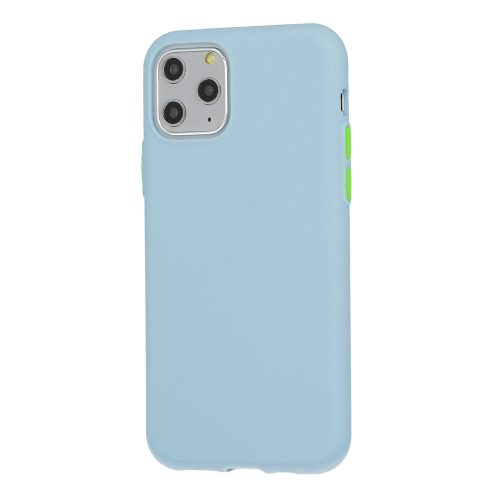 Husa de protectie Button TPU pentru Apple iPhone 6/6S, silicon moale, albastru pal cu butoane verzi