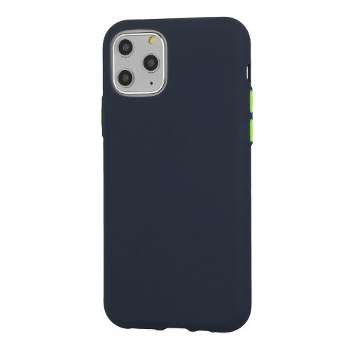 Husa de protectie Button TPU pentru Apple iPhone 7/8/SE (2020), silicon moale, albastru inchis cu butoane verzi