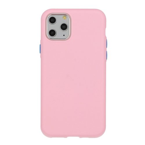 Husa de protectie Button TPU pentru Apple iPhone 7/8/SE (2020), silicon moale, roz deschis cu butoane albastre