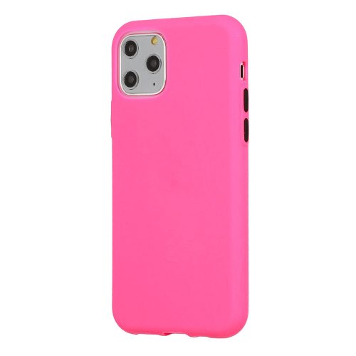 Husa de protectie Button TPU pentru Apple iPhone 7/8/SE (2020), silicon moale, roz Fuchsia cu butoane negre
