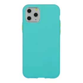   Husa de protectie Button TPU pentru Apple iPhone 11 Pro, silicon moale, verde mint cu butoane galbene