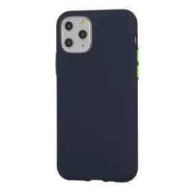   Husa de protectie Button TPU pentru Samsung Galaxy A41, silicon moale, albastru inchis cu butoane verzi