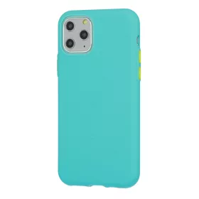   Husa de protectie Button TPU pentru Samsung Galaxy A41, silicon moale, verde mint cu butoane galbene