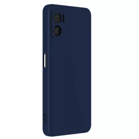   Husa Motorola Moto E22, Luxury Silicone, protectie camera, catifea in interior, albastru inchis