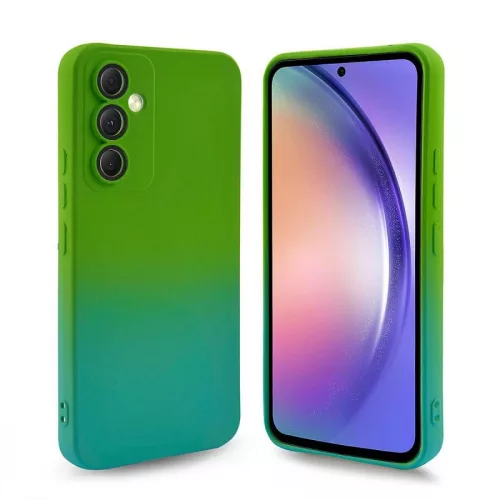 Husa Samsung Galaxy A13 4G, Luxury Ombre Silicone, catifea in interior, protectie camere, verde/albastru