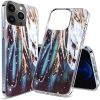 Husa Apple iPhone 15 Pro Max, Gold Glam, Feathers